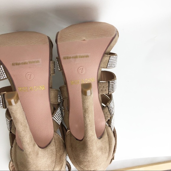 Glaze Womens Rhinestone Stap High Heels Size 7 - Picture 11 of 13